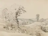 Georg Heinrich Crola, Harzlandschaft bei Rabensberg, 1857, Pen and ink drawing
