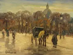 Louis van der Pol, Pariser Straßenszene, Oil on panel