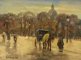 Louis van der Pol, Pariser Straßenszene, Oil on panel