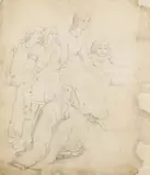 Eduard von Steinle, Entwurfszeichnung zu "Die Märchenerzählerin", 1841, Pencil drawing