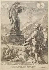 Jan Saenredam, 5 Bll.: Planeten (3 von 7 Bll.). Zwei Nymphen der Diana. Sine Cerere et Libero friget Venus, 1600, Engraving