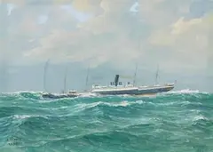 Eduard Edler, Dampfer "Prussia", Gouache