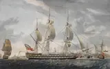 Robert Dodd, Englisches Kriegsschiff "H.M.S. Zeeland off Spithead", 1797, Etching and aquatint