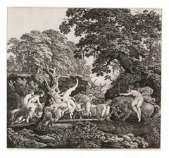 Carl Wilhelm Kolbe, Die Hirschjagd, 1796, Etching