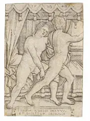 Josef und Potiphars Weib by Hans Sebald Beham, 1544, Engraving, sold Apr 2008