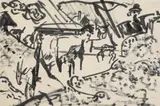 Hirte mit Herde by Ernst Ludwig Kirchner, 1917, Brush and India ink drawing, sold Apr 2008