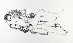 Tom Wesselmann, Monica nude with purple robe, 1990, Aquatint