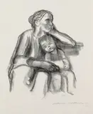 Arbeiterfrau mit schlafendem Jungen by Käthe Kollwitz, 1927, Colour lithograph on firm, hammered wove paper with watermark "JWZANDERS 1927", sold Apr 2008