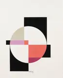 Walter Dexel, Ohne Titel (Serie Scheibe im Quadrat), 1969, Tempera