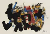 Spielendes Rot mit Blau by Fritz Winter, 1959, Oil, sold Apr 2008