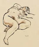 Liegender weiblicher Akt by George Grosz, 1915, Reed pen, sold Apr 2008