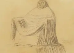 Mutter Erde by Ernst Barlach, 1920, Charcoal drawing, sold Apr 2008