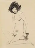 Otto Mueller, Sitzendes Mädchen, 1920, Brush and India ink drawing