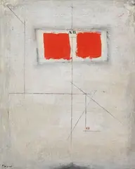 James Coignard, Architecture aux deux rouges, 1984, Mixed media