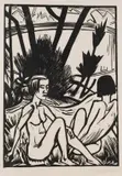 Zwei Sitzende am Strand by Erich Heckel, 1923, Woodcut, sold Apr 2008