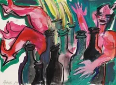 Elvira Bach, Es gab weiße, rote, schwarze Stunden, 1983, Watercolour