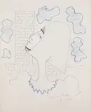 Médiéval by Jean Cocteau, 1959, Coloured pencil drawing, sold Apr 2008