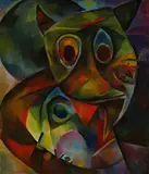 Curt Ehrhardt, Kiss, 1921, Oil on cardboard