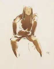 Charlotte Bara by Georg Kolbe, 1920, India ink drawing, sold Apr 2008