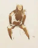 Georg Kolbe, Charlotte Bara, 1920, India ink drawing