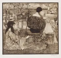 Liebe by Heinrich Vogeler, 1896, Etching, sold Apr 2008