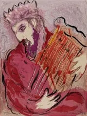 David mit der Harfe by Marc Chagall, 1956, Lithograph in colours, sold Apr 2008