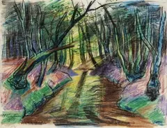 Waldbach by Max Pechstein, 1937, Coloured chalk, sold Apr 2008