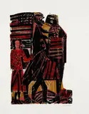 HAP Grieshaber, The Lord's black nightingale gewidmet, 1964, Woodcut in colours