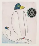 Max Ernst, La carte du monde tourne en dérision, 1975, Etching and aquatint in colours