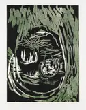 Georg Baselitz, Kopf, 1986, Woodcut in colours