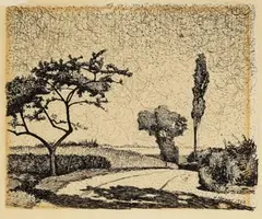 Landschaft III by Wilhelm Morgner, 1910, Pen and India ink drawing, sold Apr 2008