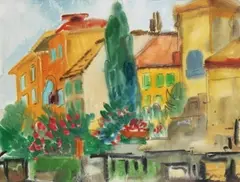 Rudolf Bredow, Im Zentrum von Sirmione, 1970, Watercolour
