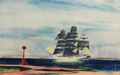 T. Lux Feininger, Outward Bound for the Rio Grande, 1930, Watercolour