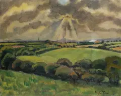 Süddeutsche Landschaft by Eugen Spiro, 1919, Oil on canvas, sold Apr 2008