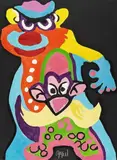 Figure by Karel Appel, 1978, Woodcut in colours, sold Apr 2008