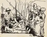 Wilhelm Morgner, Krankenheilung, 1916, Pen and India ink drawing