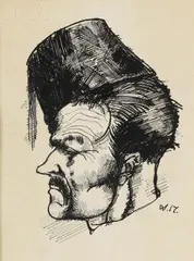 Profilkopf eines Mannes by Wilhelm Morgner, 1917, Pen and India ink drawing, sold Apr 2008