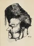 Wilhelm Morgner, Profilkopf eines Mannes, 1917, Pen and India ink drawing