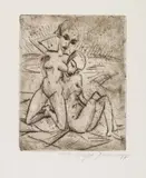Dorothea Maetzel-Johannsen, Zwei weibliche Akte vor weiter Landschaft, 1919, Etching