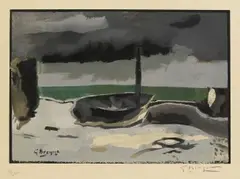 La Barque by Georges Braque, 1950, Lithograph in colours, sold Apr 2008