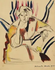 Helmuth Macke, Porträt einer Dame, 1920, Gouache
