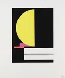 Walter Dexel, 3 Bll.: Helle Scheibe und rotes Kreuz. Weisses Kreuz - silberner Grund (Komposition mit weissem Kreuz). Figuration mit gelber Halbscheibe, 1969, Silkscreen in colours