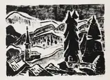 Karl Schmidt-Rottluff, Arcegno, 1953, Lithograph