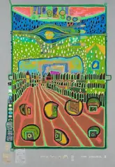 Straße der Überlebenden by Friedensreich Hundertwasser, 1971, Silkscreen in colours, sold Apr 2008