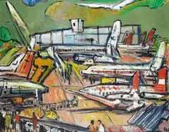Curt Wittenbecher, Flughafen Kloten, 1967, Oil on canvas
