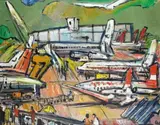 Curt Wittenbecher, Flughafen Kloten, 1967, Oil on canvas