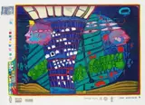 Flucht ins All by Friedensreich Hundertwasser, 1971, Silkscreen in colours, sold Apr 2008