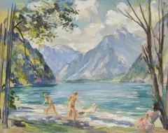 Friedrich Ludwig, Badende am Königssee, 1937, Gouache