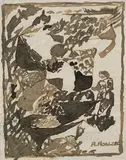 Adolf Hölzel, Figürliche Komposition, 1920, India ink drawing