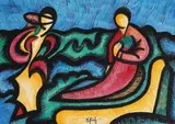 Heinrich Schlief, Figürliche Komposition, 1950, Watercolour